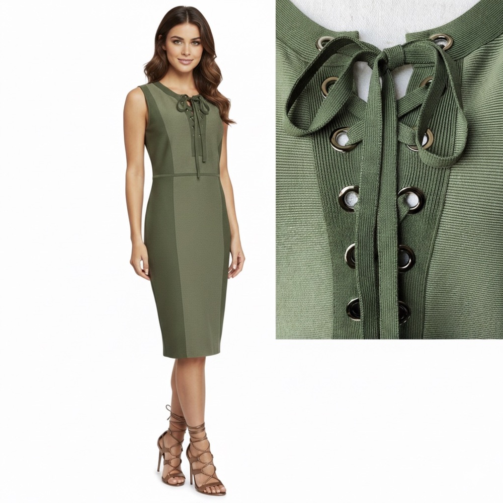 NWT BCBG Compression lace up sheath dress L